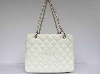 AAA Chanel Quilted CC Tote Bag 35225 White On Sale